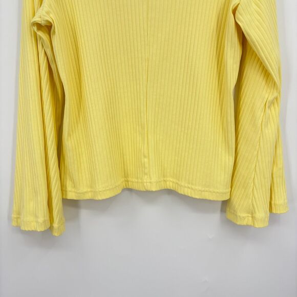 Nike Sportswear Ribbed Jersey Long Bell Sleeve Top, Sz Med, Yellow Athleisure - Picture 9 of 11